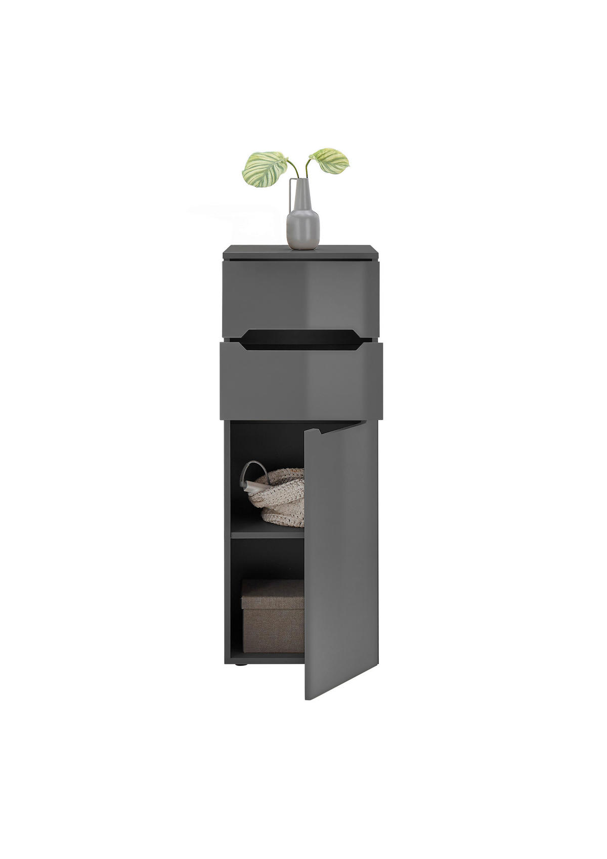 MIDISCHRANK 40/110/30 cm  - Anthrazit/Anthrazit Hochglanz, KONVENTIONELL, Holzwerkstoff/Kunststoff (40/110/30cm) - home24