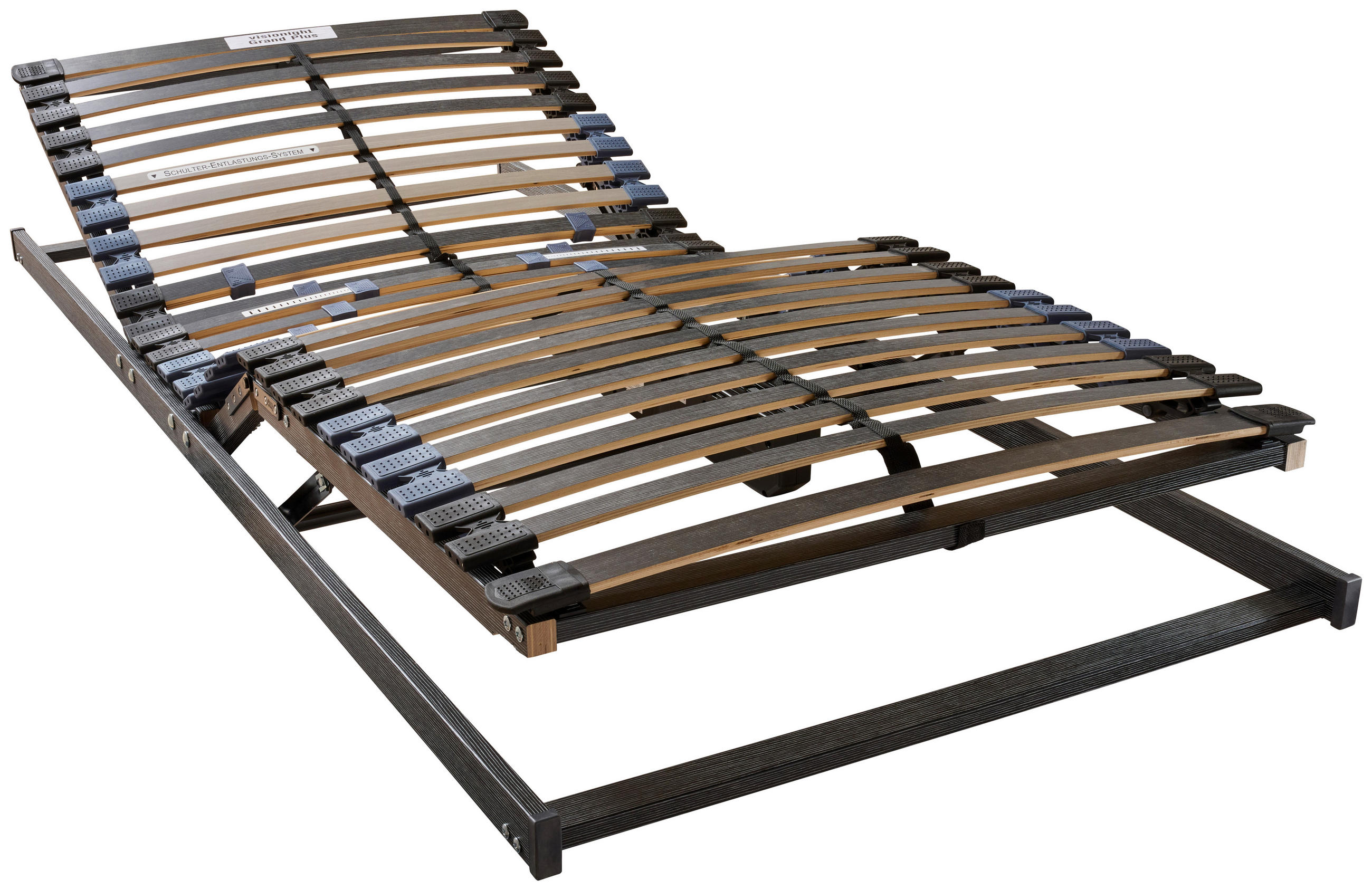 LATTENROST 90/200 cm Kopfteil, Fußteil, Mittelzone verstellbar, Birke, Buche  - Braun/Grau, Basics, Holz (90/200cm) - Novel