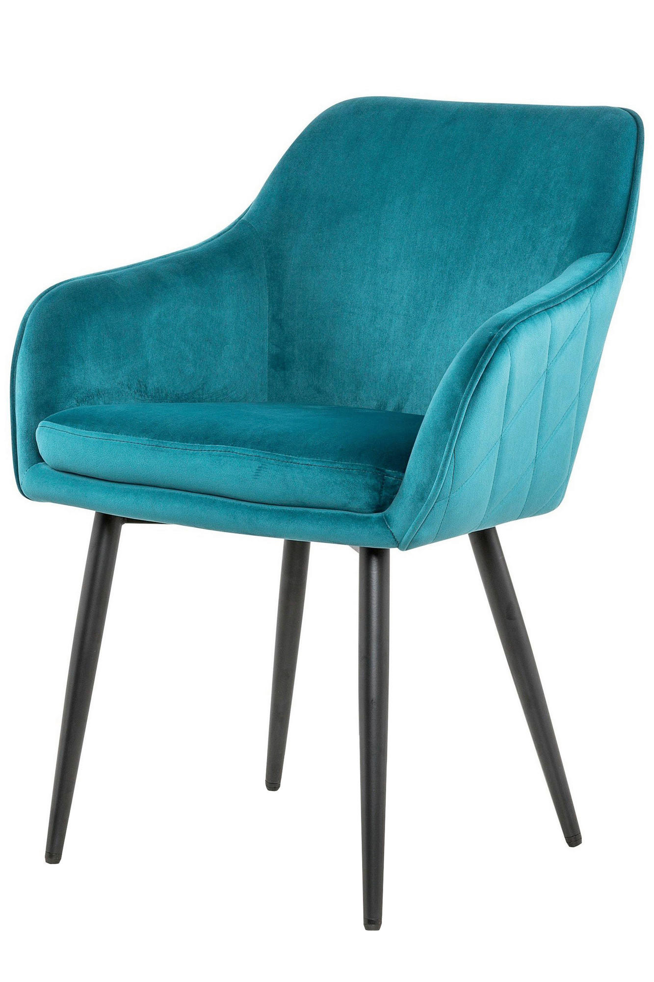ARMLEHNSTUHL   Samt  - Türkis/Schwarz, MODERN, Textil/Metall (61/85/60cm) - Livetastic