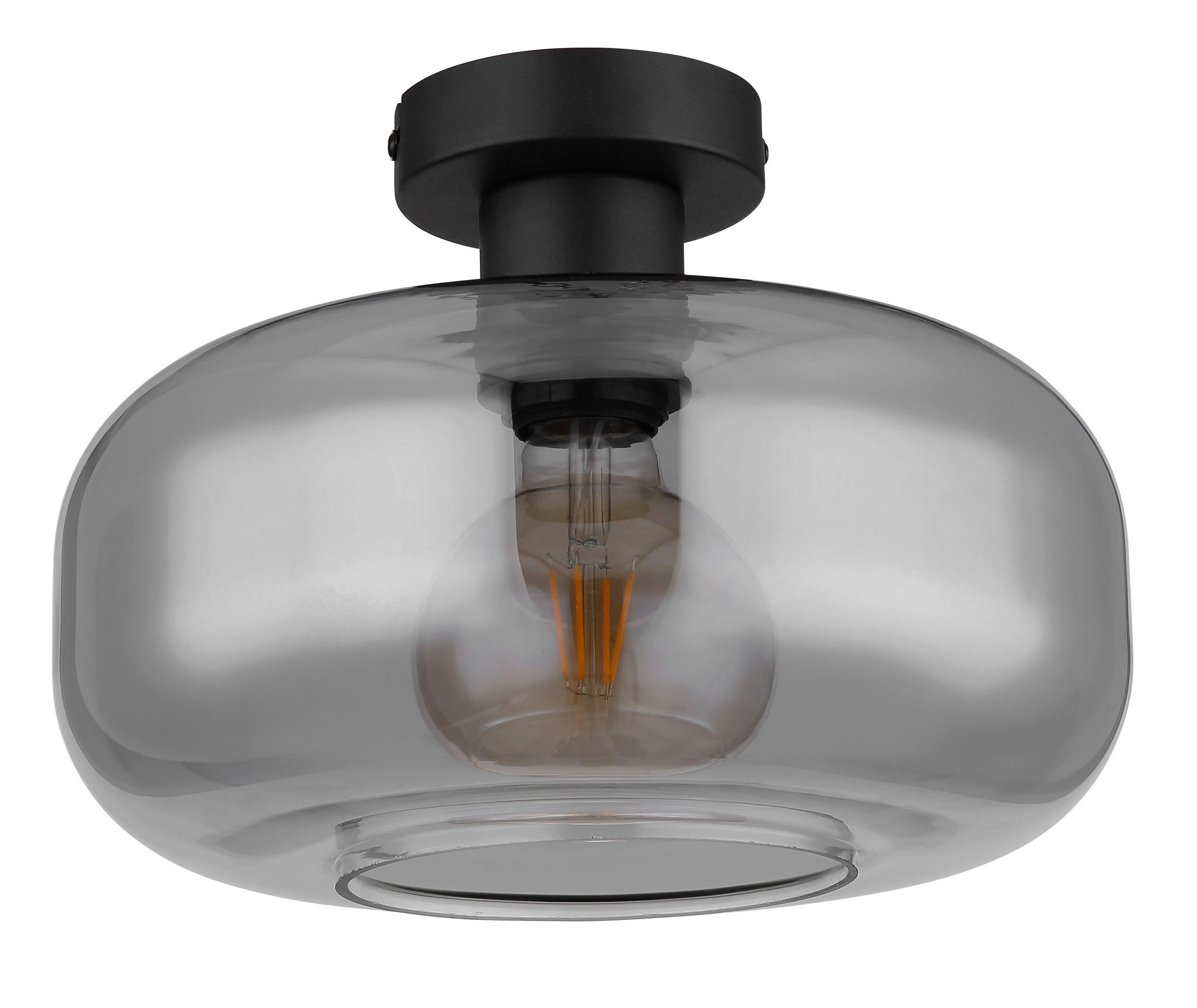 DECKENLEUCHTE 28/20,5 cm   - Schwarz, Design, Glas/Metall (28/20,5cm) - Globo