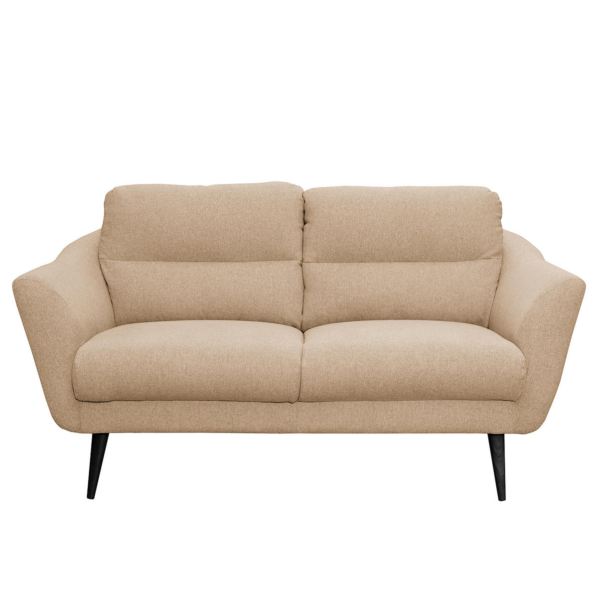 2-SITZER-SOFA in Webstoff Beige  - Beige/Schwarz, Design, Holz/Textil (158/87/88cm) - Livetastic