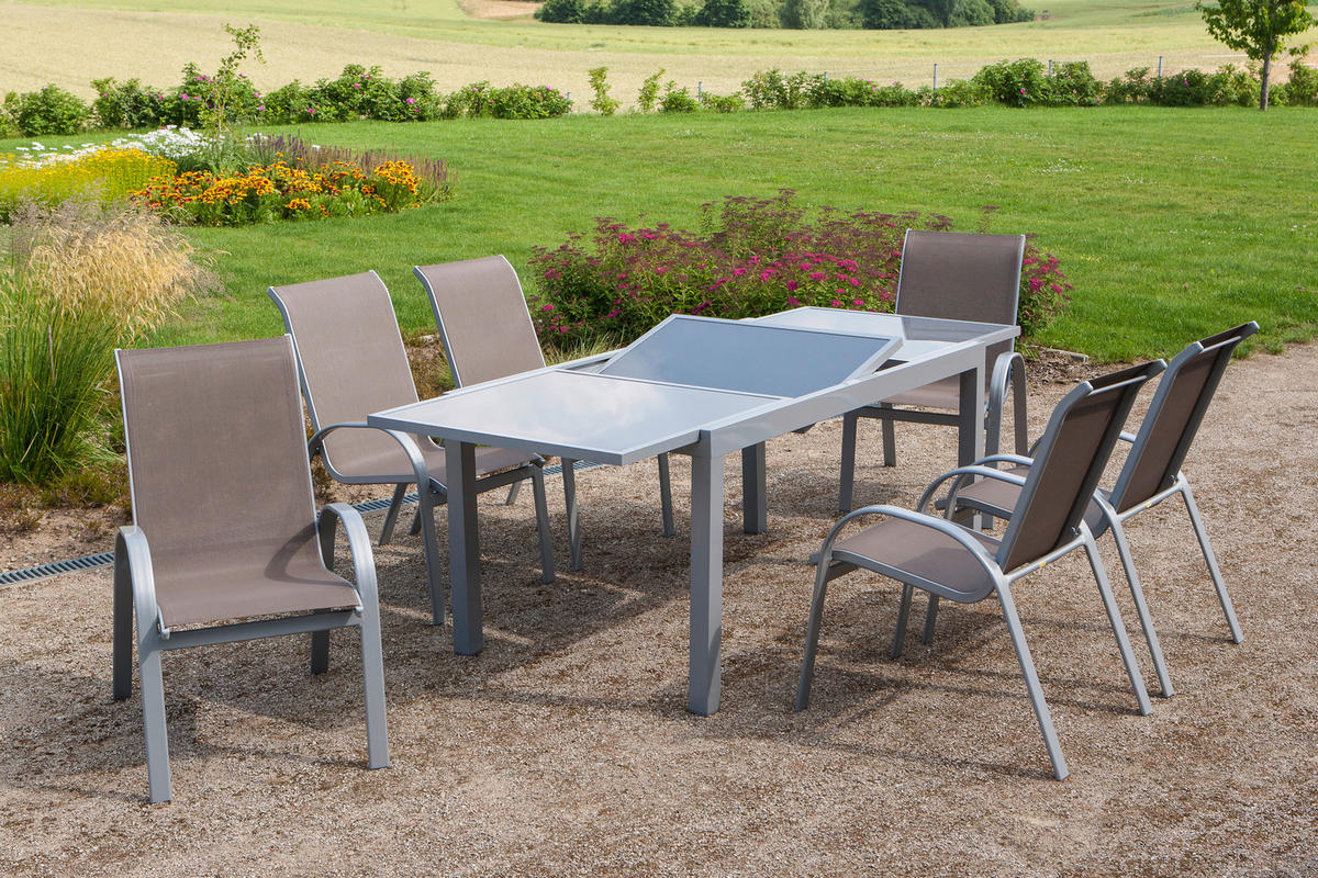 GARTENSET Aluminium  - Silberfarben, MODERN, Textil/Metall - Gardenson