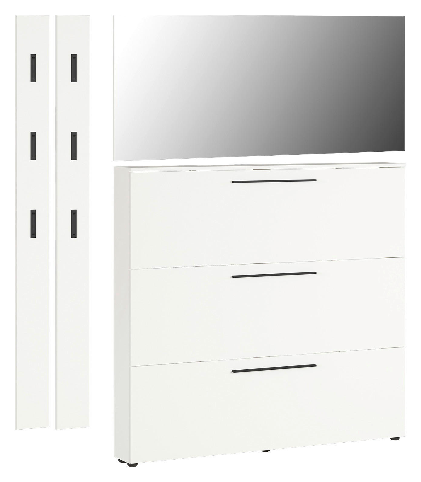 GARDEROBE 4-teilig in 185/200/19 cm - Weiß, Basics, Glas/Holzwerkstoff (185/200/19cm)