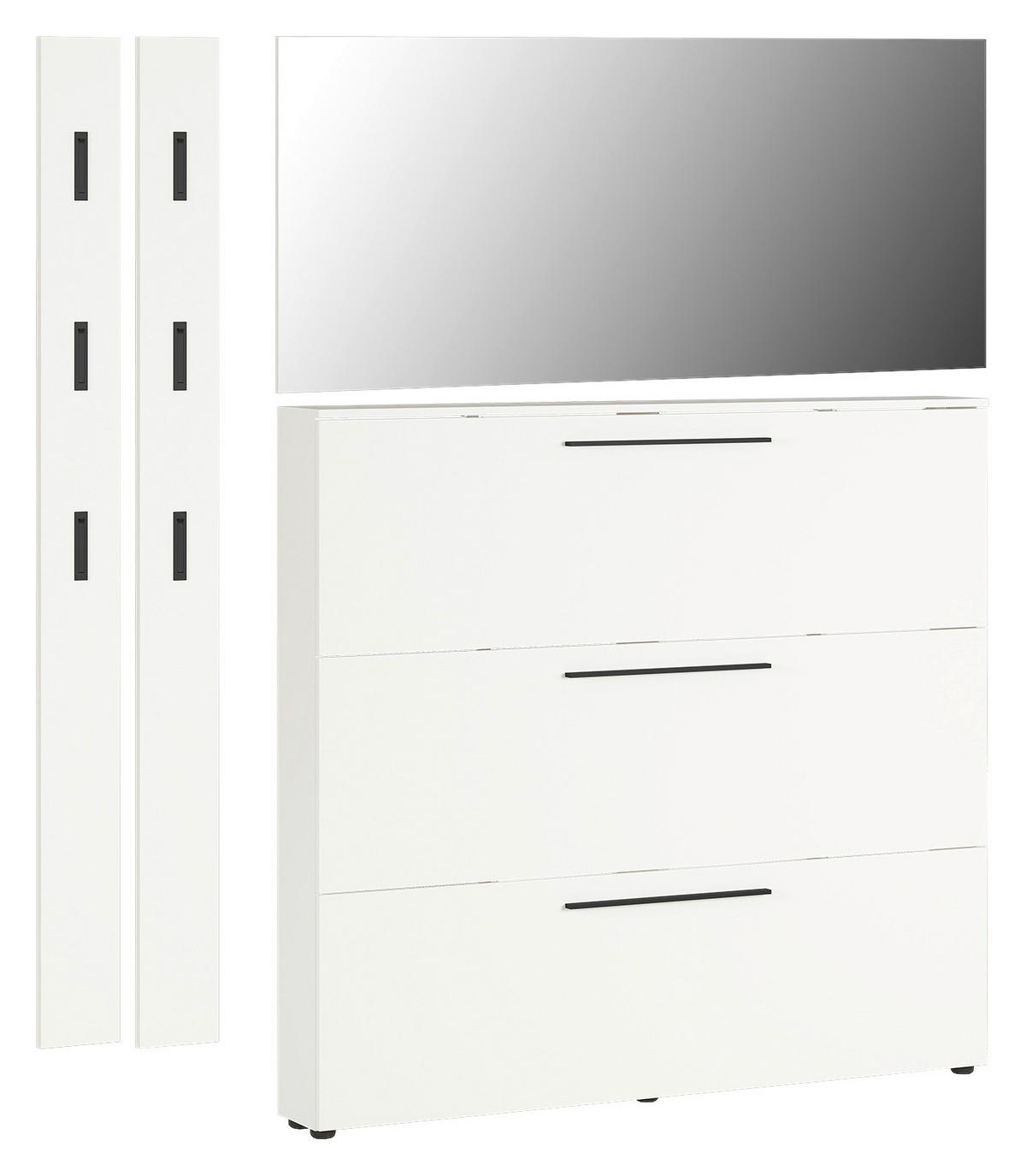GARDEROBE 4-teilig  in 185/200/19 cm  - Weiss, Basics, Glas/Holzwerkstoff (185/200/19cm)