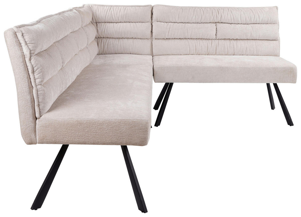 ECKBANK Struktur Beige   - Beige/Schwarz, LIFESTYLE, Textil/Metall (176-214/68/88cm) - Livetastic