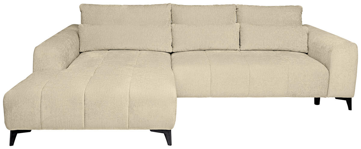 HÖRNSOFFA i chenille beige  - beige/svart, Klassisk, textil/plast (222/279cm) - MID.YOU