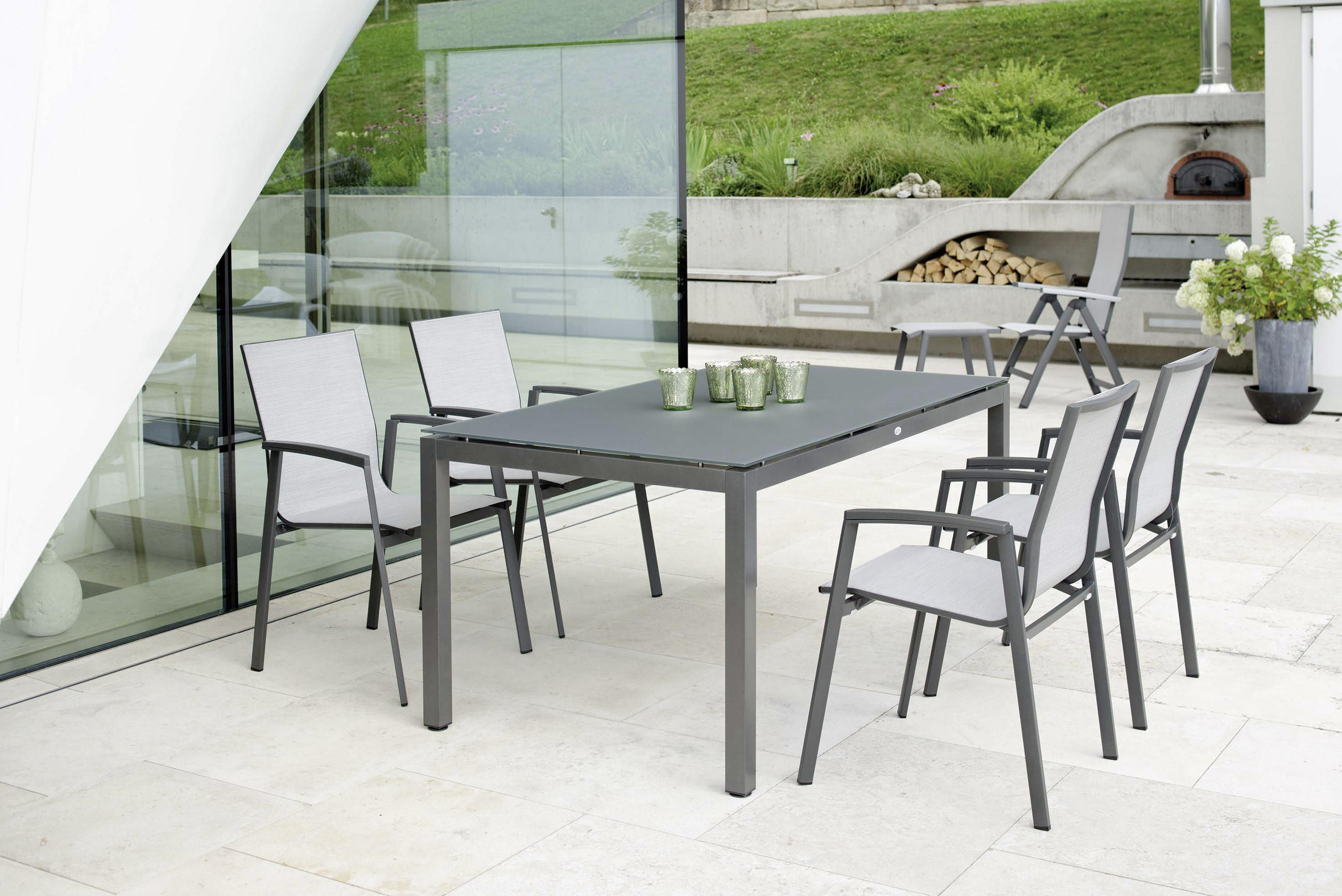 KLAPPSESSEL Netzbespannung Anthrazit, Silberfarben  - Anthrazit/Silberfarben, Design, Textil/Metall (60/113/75cm) - Stern