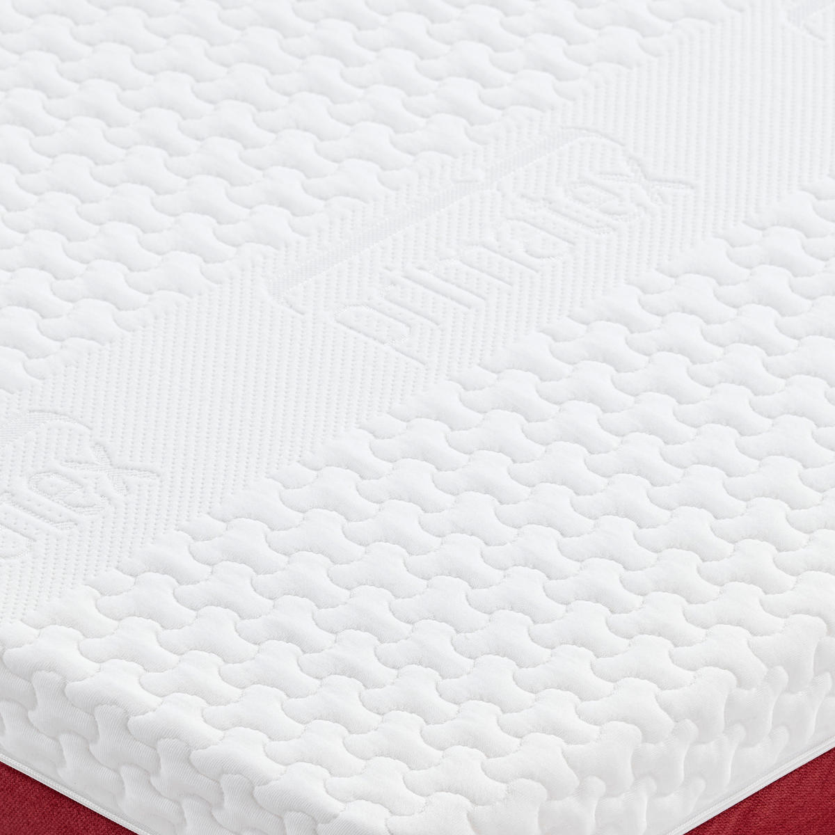Taschenfederkernmatratze 90/200 cm, Höhe ca.: 17,5 cm, H2 = mittel, 7-Zonen - Rot/Weiß, Textil (90/200cm) - Primatex