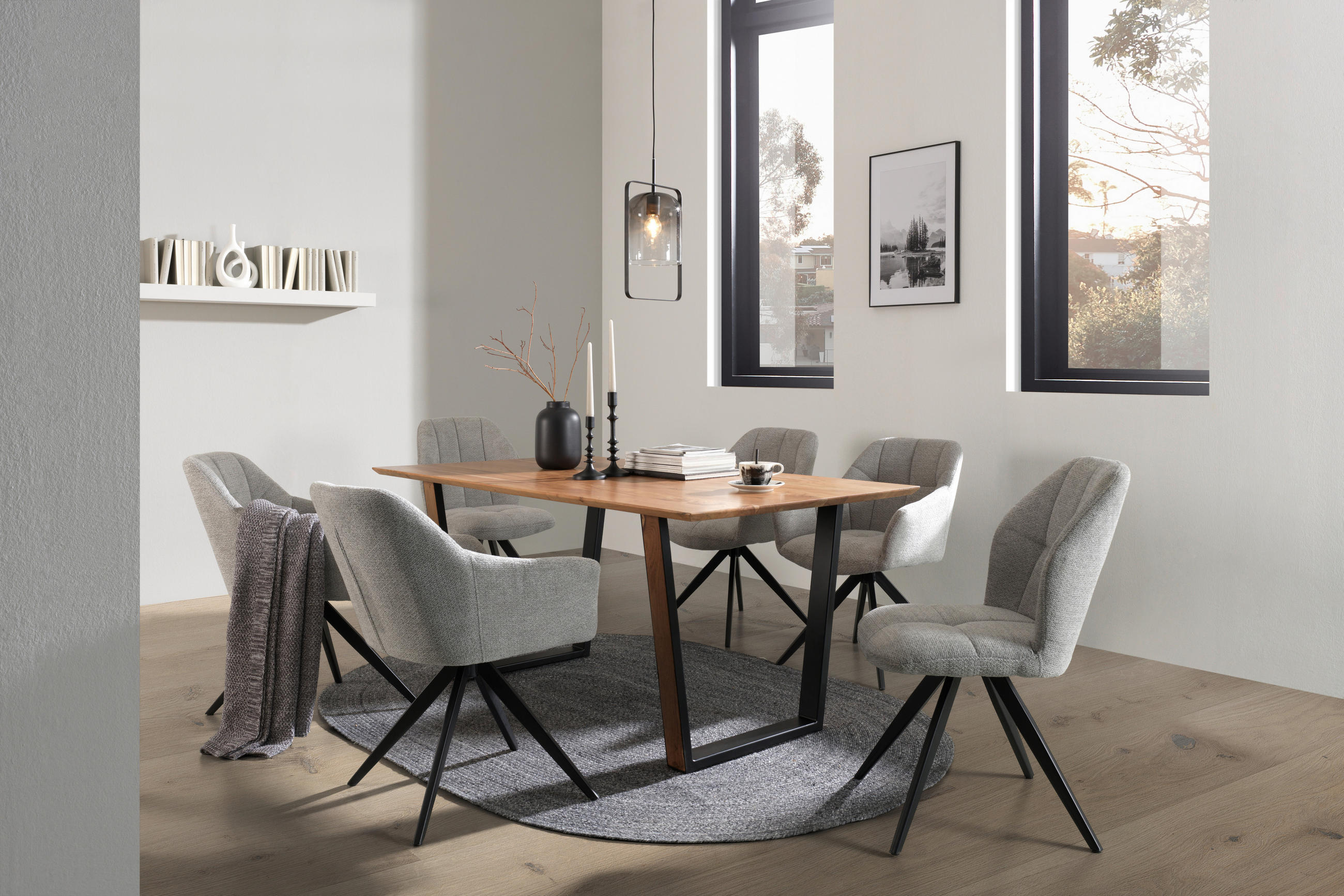 MATBORD i trä, metall 175/90/76 cm   - svart/akaciefärgad, Lifestyle, metall/trä (175/90/76cm) - Landscape