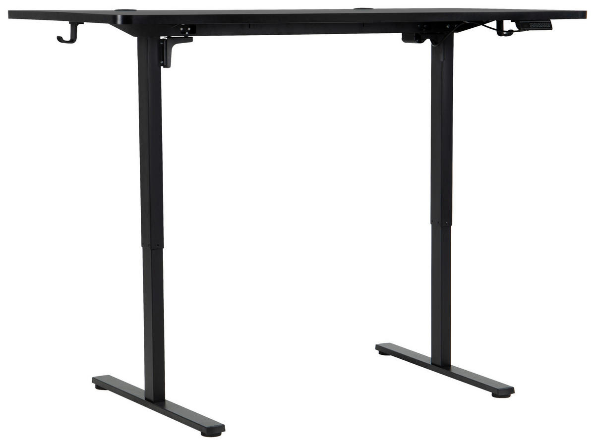 SCHREIBTISCH 160/80/72/118 cm Schwarz höhenverstellbar elektrisch höhenverstellbar  - Schwarz, Modern, Holzwerkstoff/Metall (160/80/72/118cm) - Livetastic
