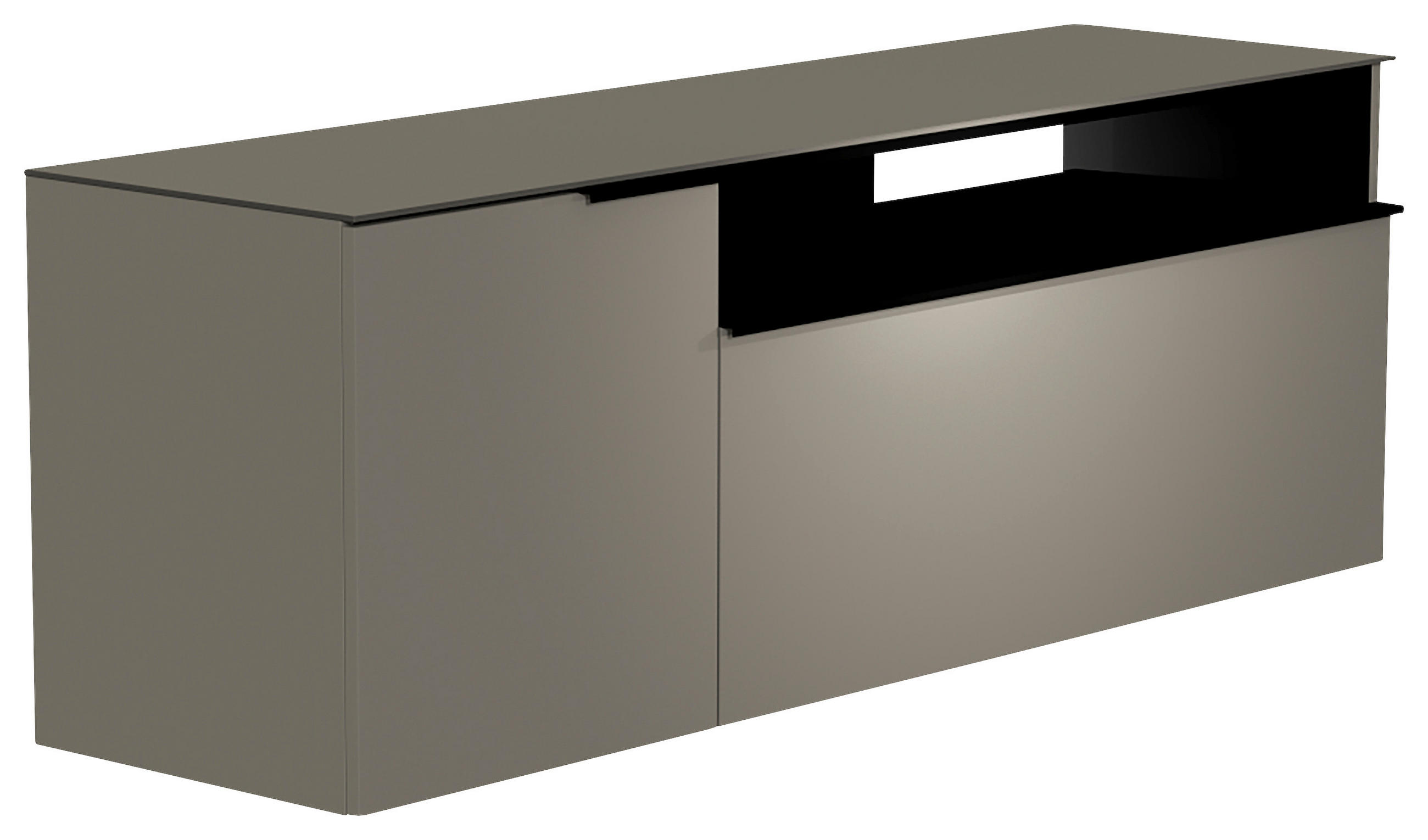 LOWBOARD  160/56/45 cm  Beimöbel erhältlich, hängend, Abdeckplatte aus Glas  - Schwarz/Grau, Design, Glas/Holzwerkstoff (160/56/45cm) - Moderano