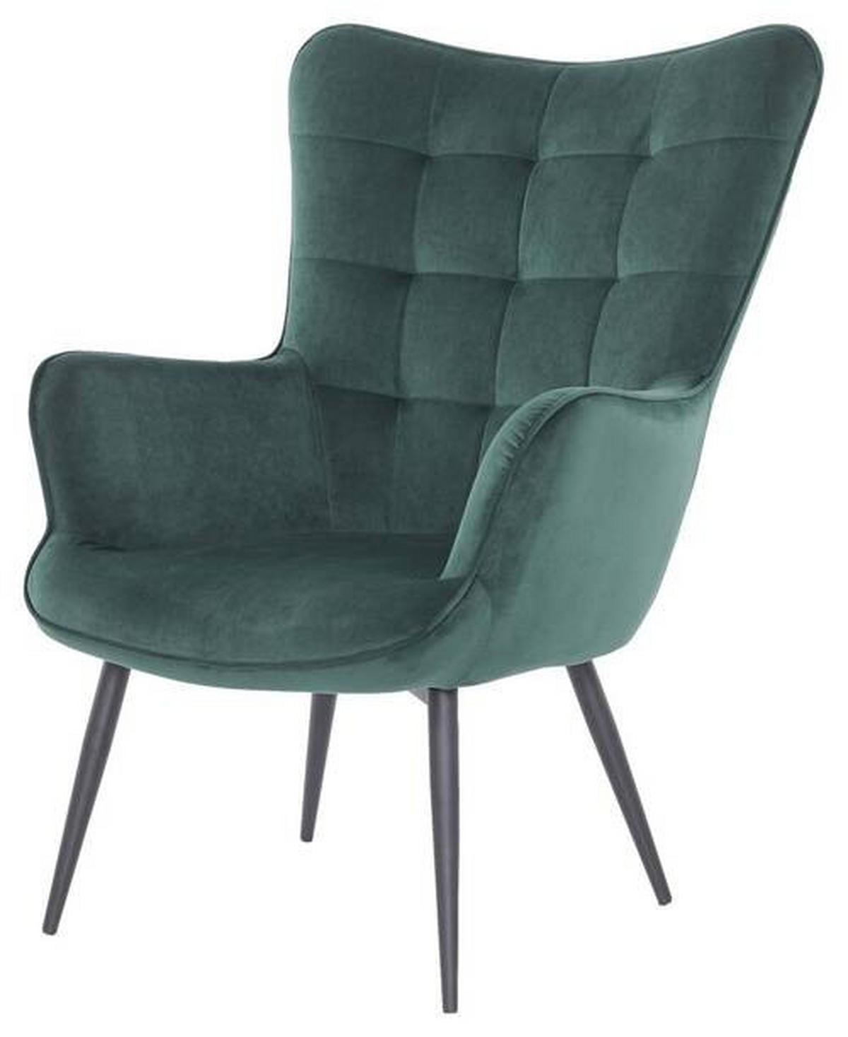 OHRENSESSEL Samt Grün    - Schwarz/Grün, MODERN, Textil/Metall (72/97/80cm) - MID.YOU