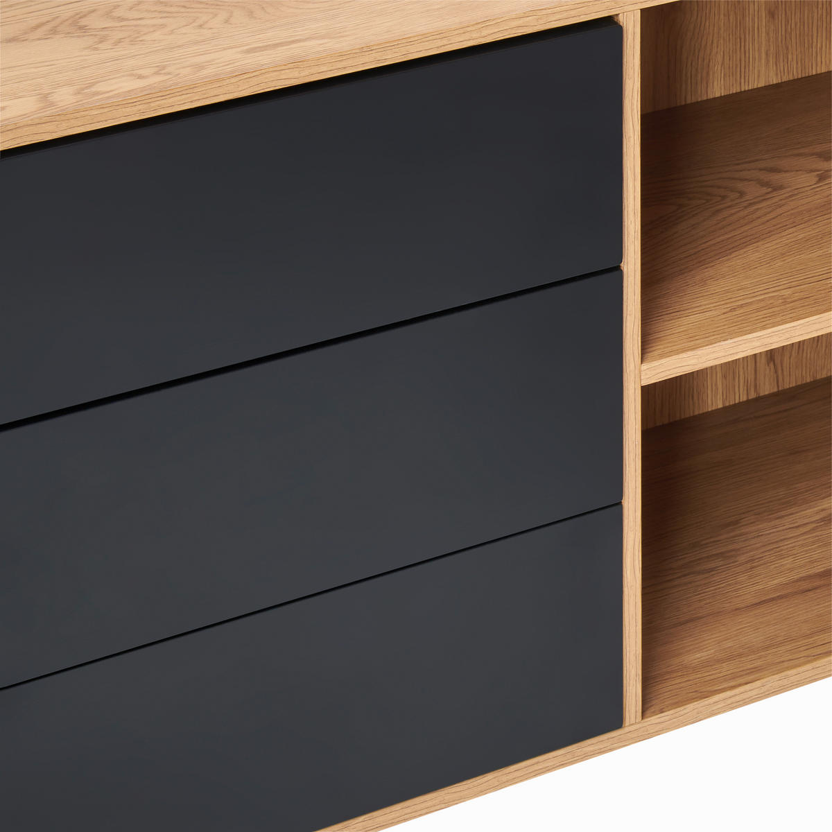 KOTNA PISALNA MIZA kovina, leseni material črna, barve hrasta  - črna/barve hrasta, Moderno, kovina/leseni material (150/75/120cm) - MID.YOU