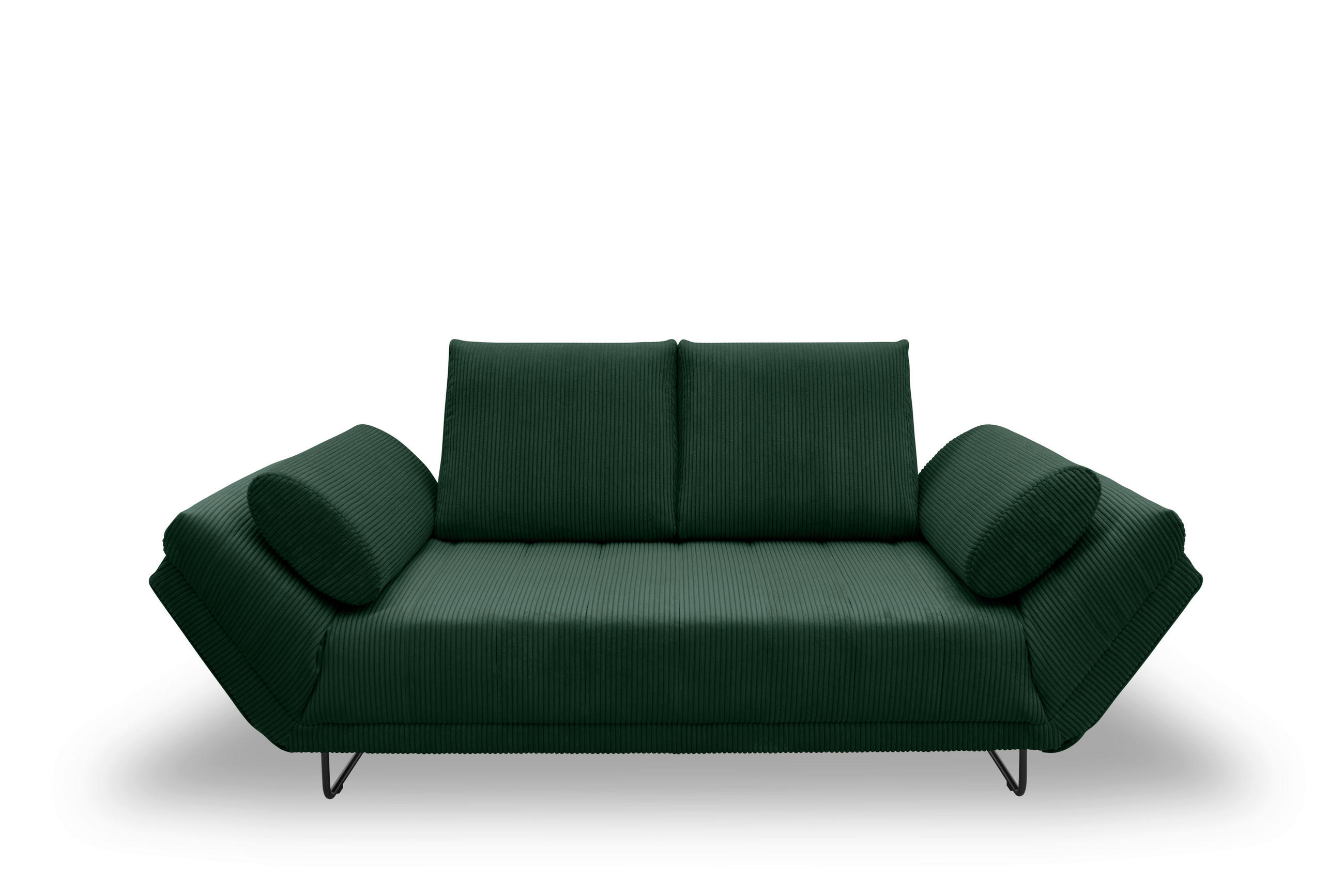 SCHLAFSOFA Cord, Mikrofaser Dunkelgrün  - Dunkelgrün/Schwarz, Design, Textil/Metall (210/95/97cm) - MID.YOU