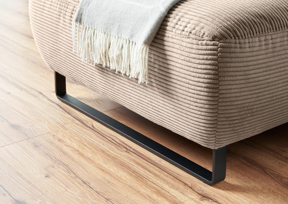ECKSOFA in Cord Taupe  - Taupe/Schwarz, Konventionell, Textil/Metall (180/266cm) - Hom`in