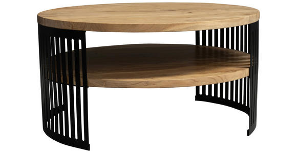 COUCHTISCH Akazie massiv 75/75/40 cm rund Schwarz, Akaziefarben  - Schwarz/Akaziefarben, Design, Holz/Metall (75/75/40cm) - Carryhome