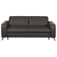 SCHLAFSOFA Dunkelbraun Rücken echt, Liegefunktion  - Dunkelbraun/Silberfarben, Design, Leder/Metall (204/84/104cm) - Livetastic