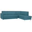 ECKSOFA  in Flachgewebe Blau  256/198 cm  - Chromfarben/Blau, Design, Textil/Metall (256/198cm) - Xora