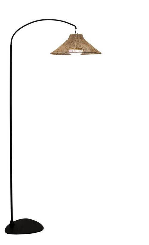 AUßENSTEHLEUCHTE NIZA 72,6/168/40 cm   - Beige/Schwarz, Basics, Naturmaterialien/Metall (72,6/168/40cm) - New Garden
