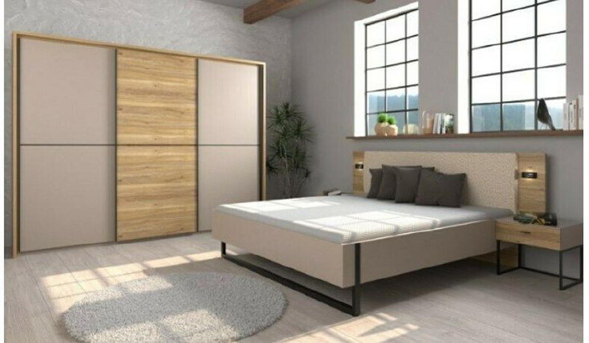 SCHWEBETÜRENSCHRANK 270/225/59 cm 3-türig Eichefarben, Kaschmir  - Kaschmir/Eichefarben, KONVENTIONELL, Holzwerkstoff/Metall (270/225/59cm) - Xora