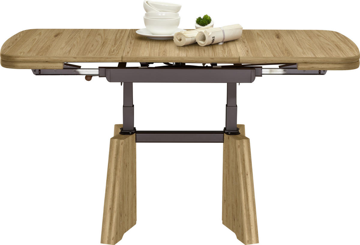 COUCHTISCH in Metall, Holzwerkstoff 90-131/65/56-75 cm  - Eichefarben, Konventionell, Holzwerkstoff/Metall (90-131/65/56-75cm) - Venda