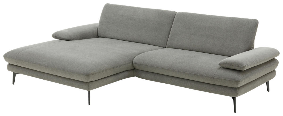 ECKSOFA in Webstoff Grau  - Schwarz/Grau, Design, Textil/Metall (180/284cm) - Dieter Knoll