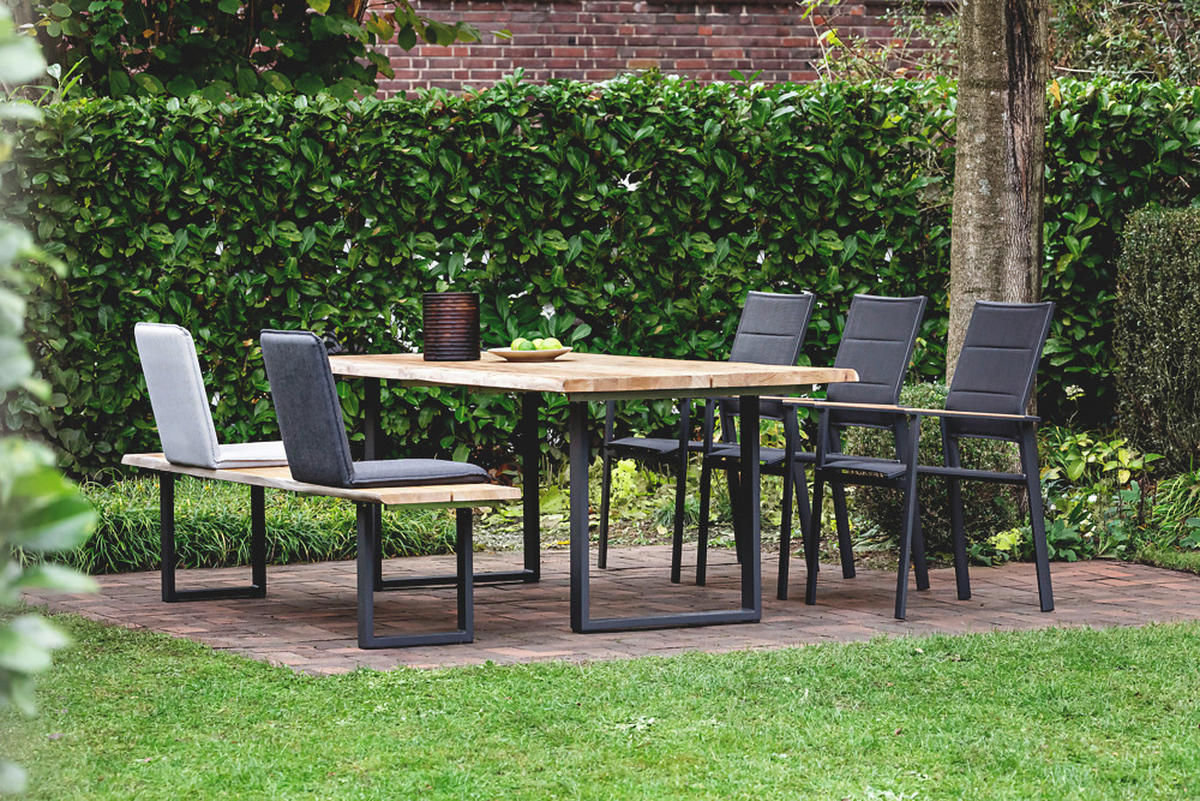 GARTENBANK 280/46/45 cm  in Naturfarben  - Silberfarben/Naturfarben, Design, Holz/Metall (280/46/45cm)