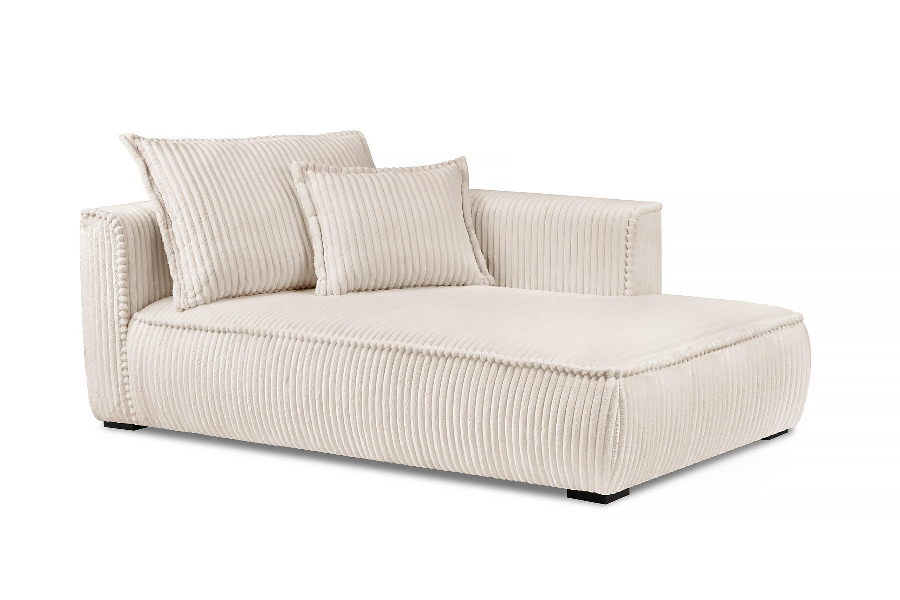 RÉCAMIERE Creme Cord  - Creme/Schwarz, Design, Holz/Textil (208/95/124cm) - MID.YOU