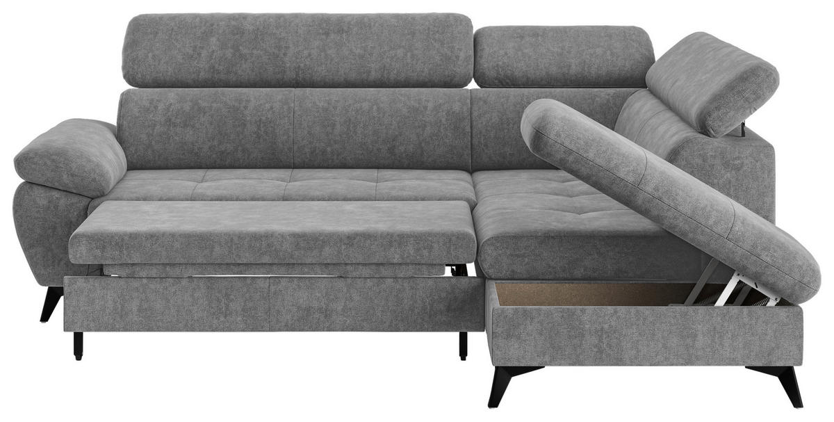 ECKSOFA in Grau  - Schwarz/Grau, Textil/Metall (265/207cm) - MID.YOU