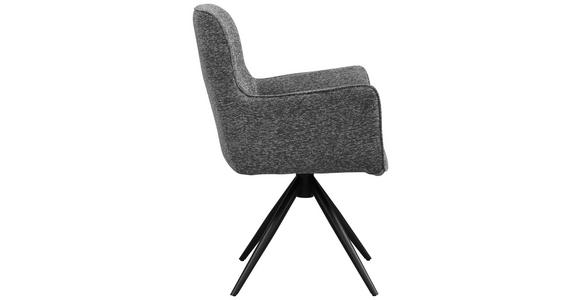 ARMLEHNSTUHL  Sitzfläche 360° drehbar, automatische Rückholfunktion Webstoff  Schwarz, Dunkelgrau  - Dunkelgrau/Schwarz, Design, Textil/Metall (61/89/63.5cm) - Carryhome