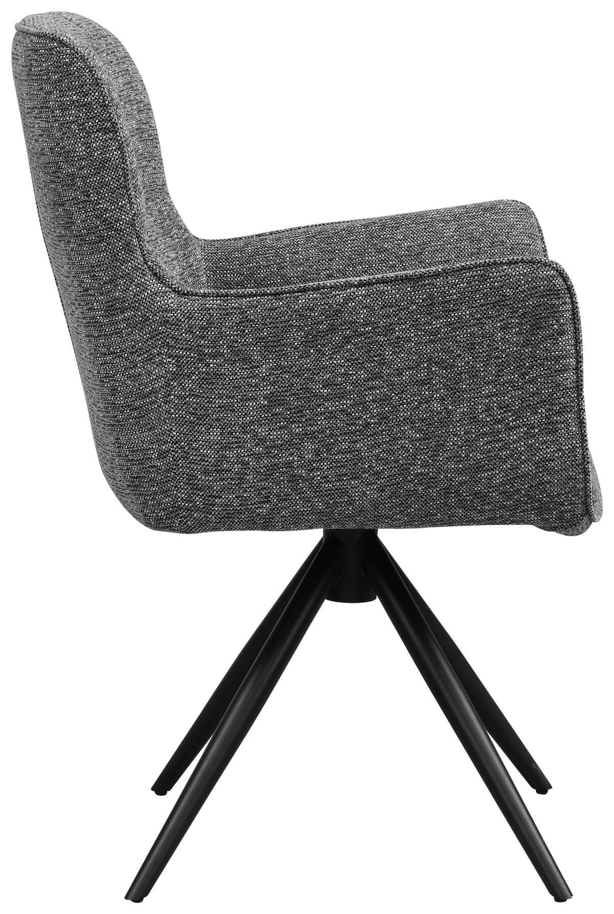 STOL MED ARMSTÖD järn vävt tyg  - mörkgrå/svart, Design, metall/textil (61/89/63.5cm) - Carryhome