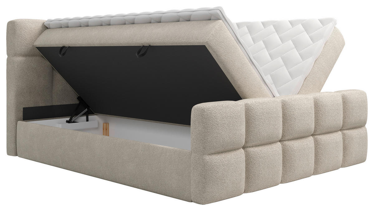BOXBETT 160/200 cm  in Taupe  - Taupe/Schwarz, Design, Holzwerkstoff/Kunststoff (160/200cm) - Xora