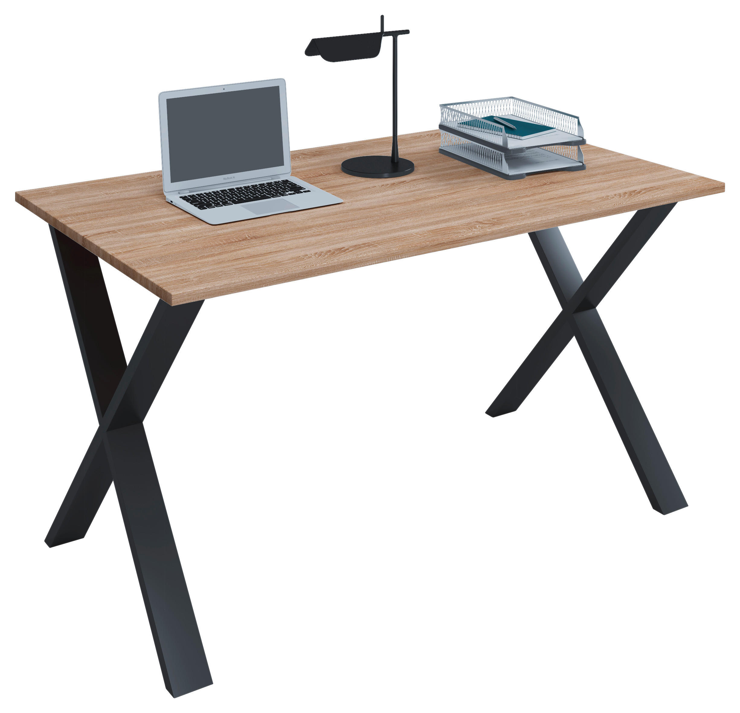 SCHREIBTISCH 140/80/76 cm Schwarz, Sonoma Eiche  - Schwarz/Sonoma Eiche, Modern, Holzwerkstoff/Metall (140/80/76cm) - MID.YOU