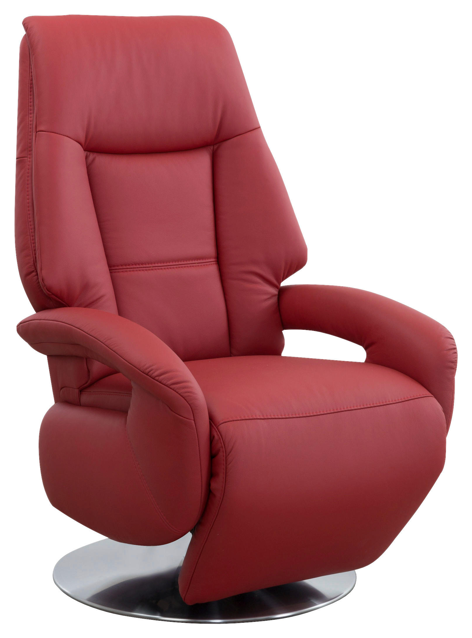 DREHSTUHL Rot  - Edelstahlfarben/Rot, KONVENTIONELL, Leder/Metall (74/111/77cm) - Sit & More
