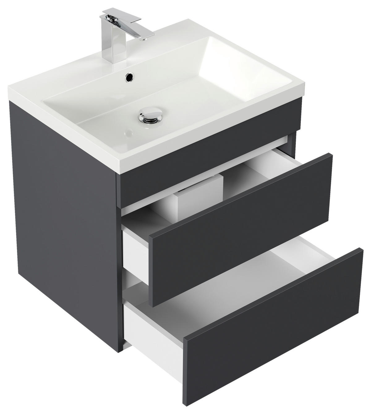 WASCHTISCHKOMBI 60 cm  - Graphitfarben/Weiß, Basics, Keramik/Holzwerkstoff (60cm) - MID.YOU