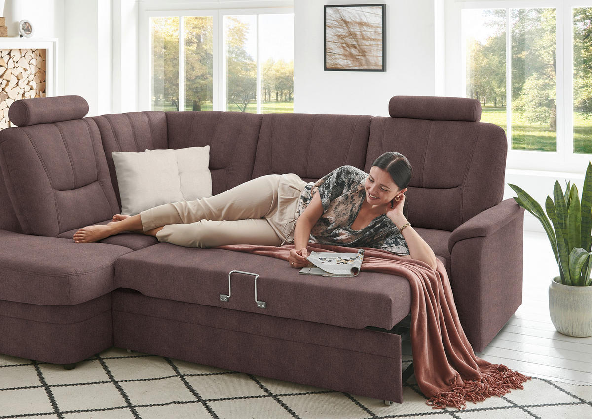 ECKSOFA  in Chenille Braun  185/235 cm  - Schwarz/Braun, KONVENTIONELL, Kunststoff/Textil (185/235cm) - Beldomo Comfort