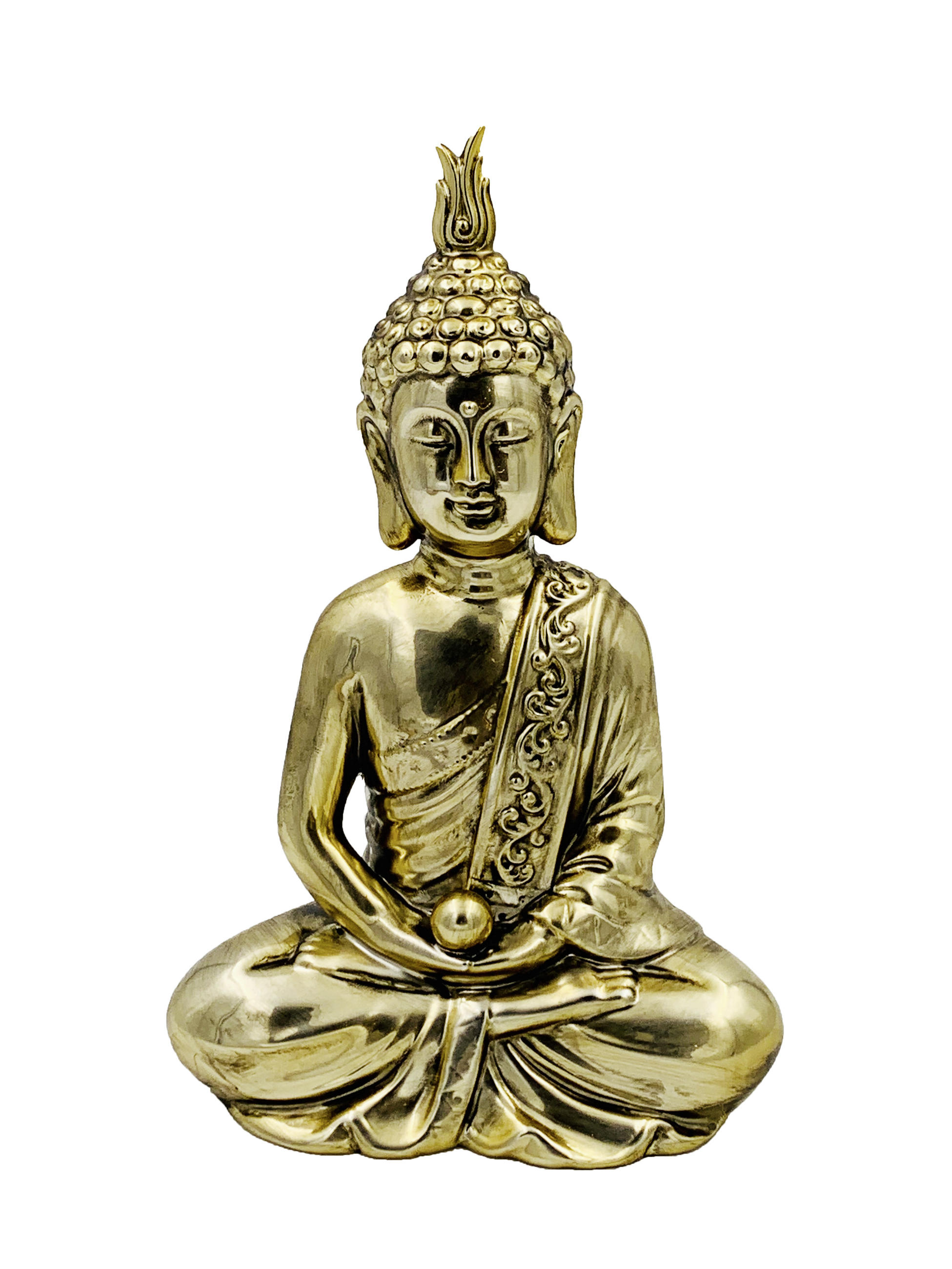 BUDDHA  - auriu, Natur, ceramică (17/27/10cm)