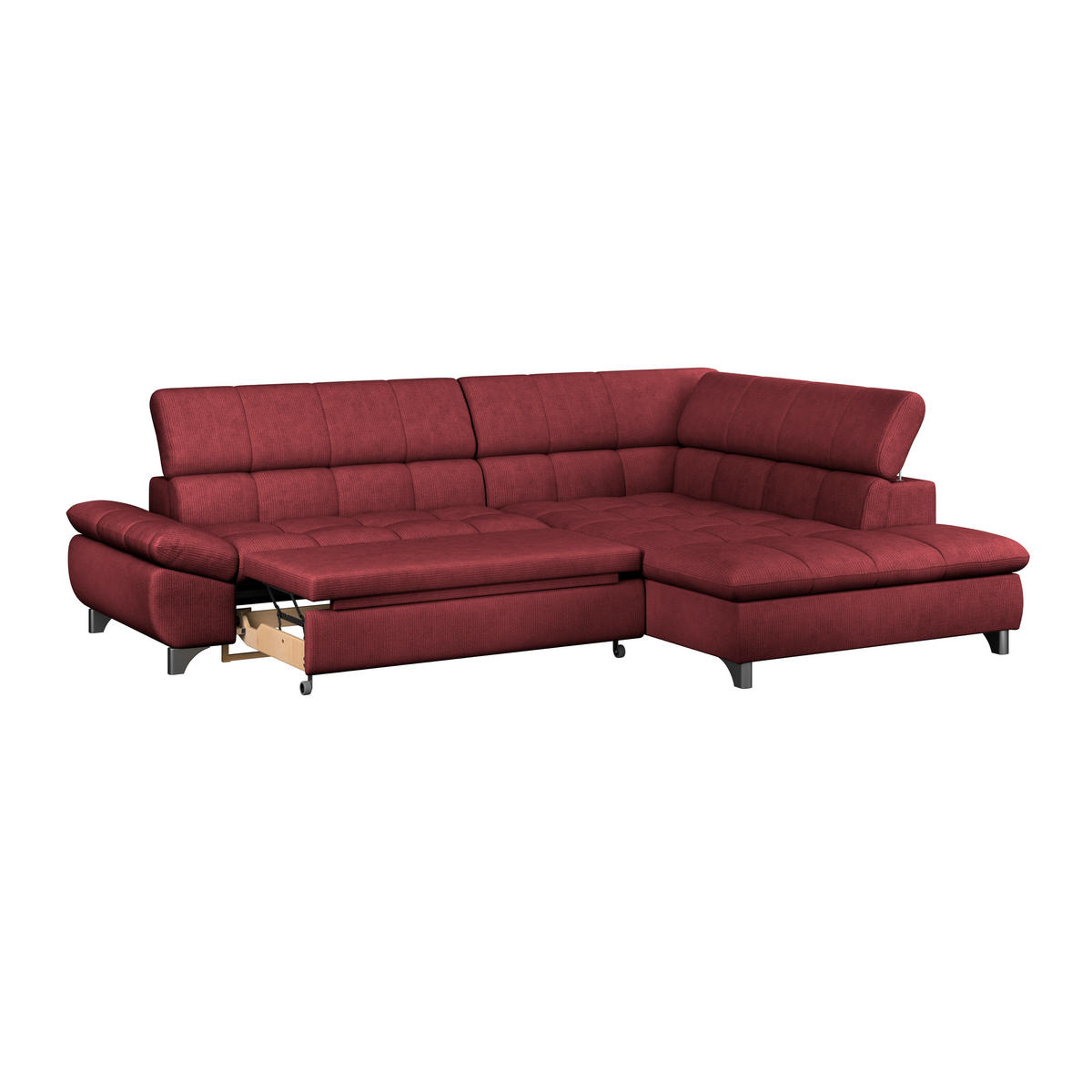 ECKSOFA Bordeaux Chenille  - Chromfarben/Bordeaux, KONVENTIONELL, Textil/Metall (312/234cm) - Livetastic