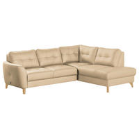 ECKSOFA in Lederlook Echtleder Beige  - Beige/Buchefarben, Design, Leder/Holz (236/190cm) - Livetastic