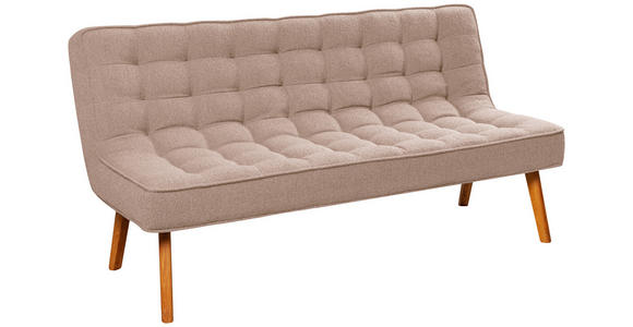 SITZBANK 183/90/79 cm Webstoff Beige Eiche vollmassiv  - Eichefarben/Beige, Design, Holz/Textil (183/90/79cm) - Linea Natura