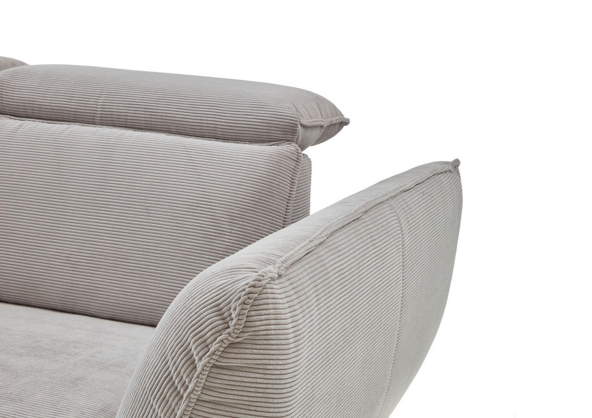 ECKSOFA in Cord Silberfarben  202/301 cm  - Silberfarben/Schwarz, Design, Textil/Metall (202/301cm) - Moderano