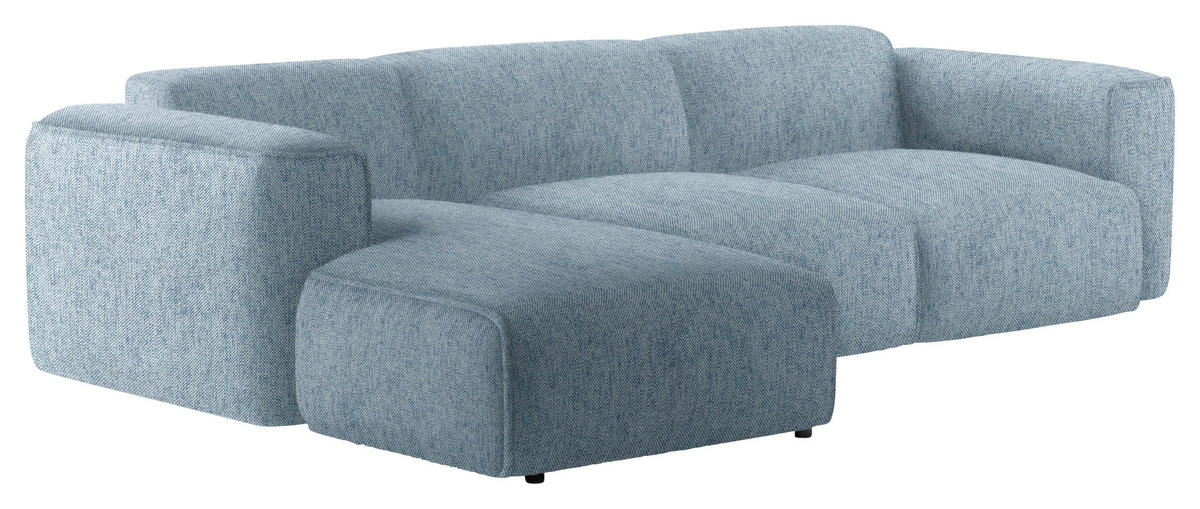 ECKSOFA Blau Webstoff Rücken echt  - Blau/Schwarz, Design, Kunststoff/Textil (171/290cm) - home24