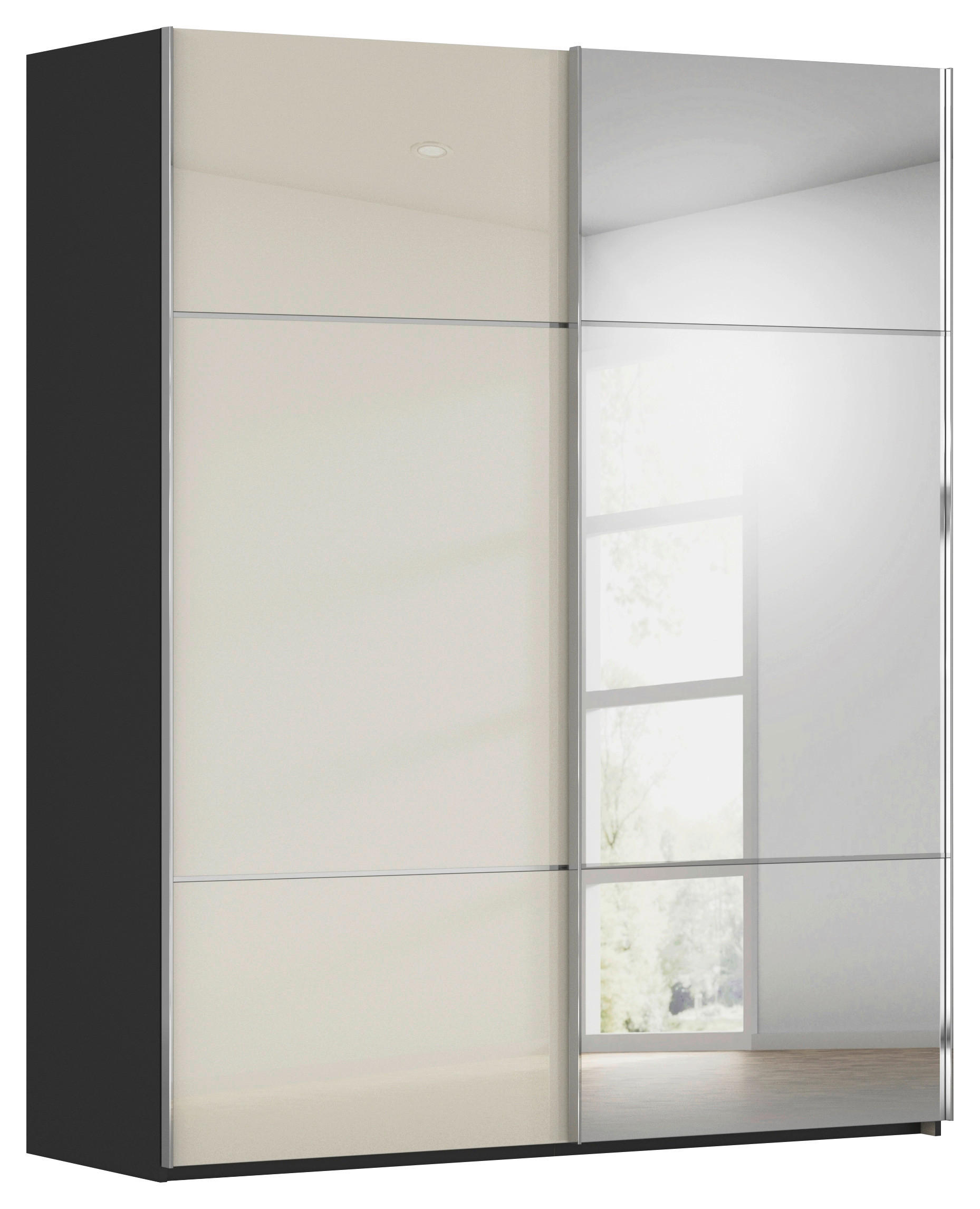 SCHWEBETÜRENSCHRANK 201/223/68 cm 2-türig Schwarz, Champagner  - Chromfarben/Champagner, KONVENTIONELL, Glas/Holzwerkstoff (201/223/68cm) - Novel