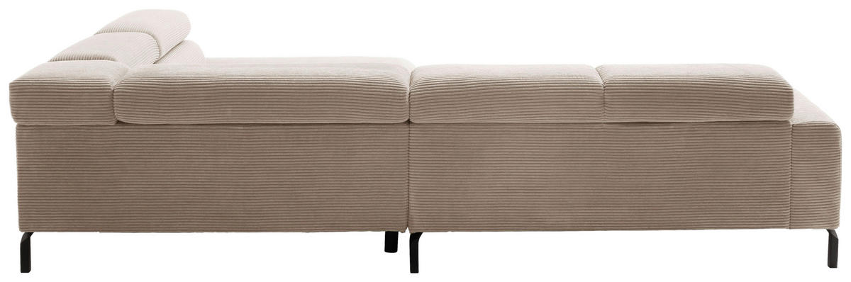 ECKSOFA inkl. Funktion Taupe Cord  - Taupe/Schwarz, MODERN, Textil/Metall (309/219cm) - Pure Home Lifestyle