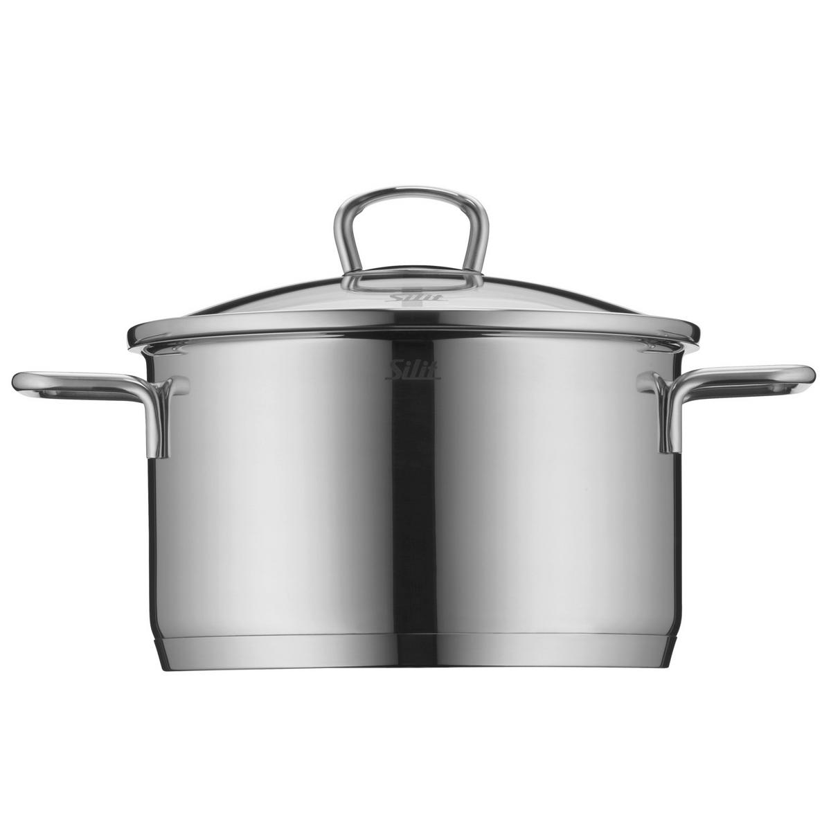 KOCHTOPFSET Alicante 5-teilig  - Edelstahlfarben, Basics, Glas/Metall (29,8/26/52,5cm) - Silit