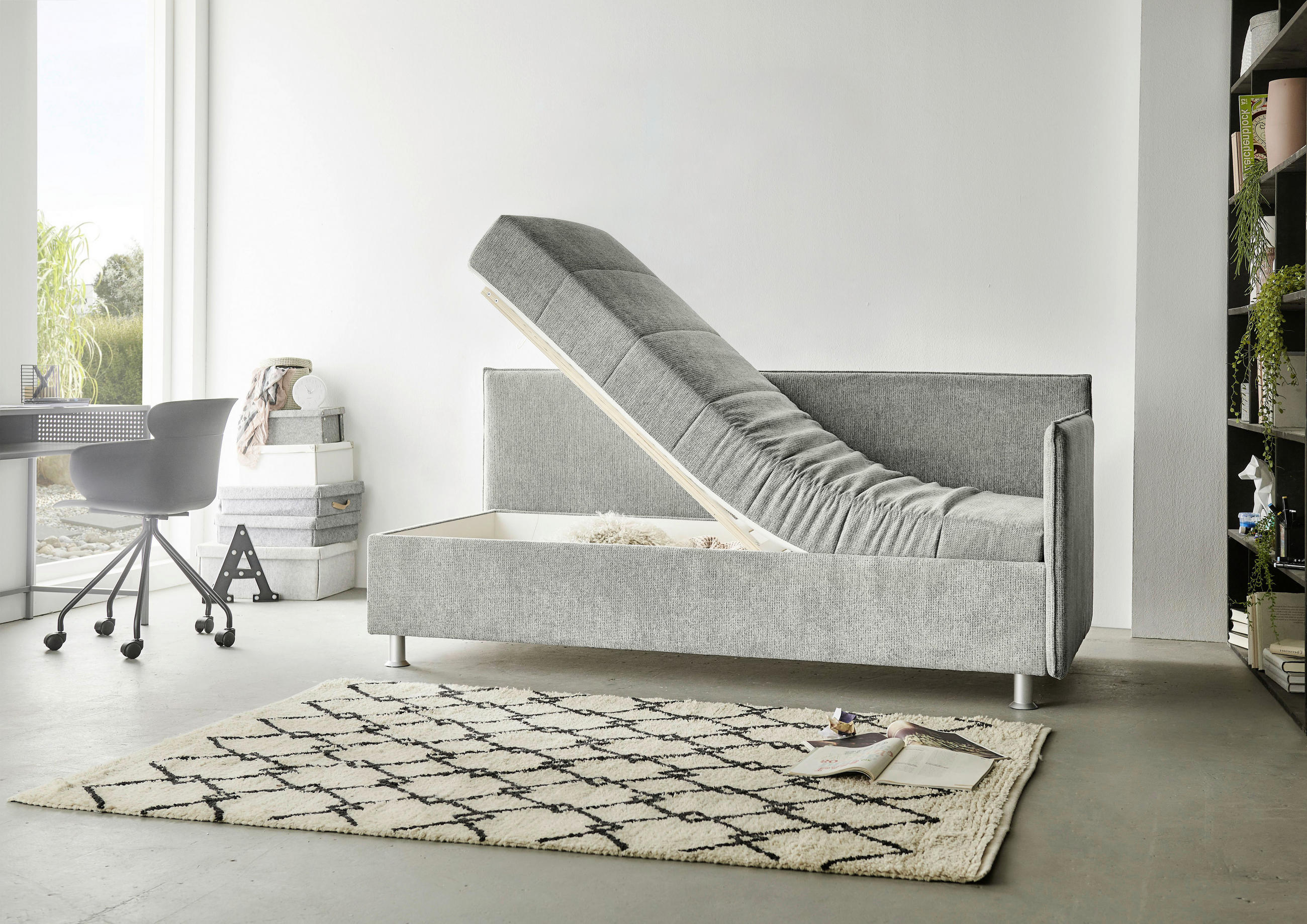 Thumbnail - Beldomo - Sleep Polsterliege, Ecru, Textil, furniert, H3, Höhe ca. 21 cm, 90x200 cm, Goldenes M, Made in EU, Bezug abneh...