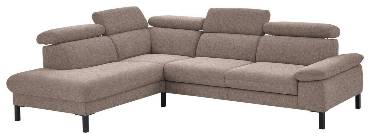ECKSOFA in Flachgewebe Taupe  - Taupe/Schwarz, Design, Holzwerkstoff/Textil (217/272cm) - Pure Home Comfort