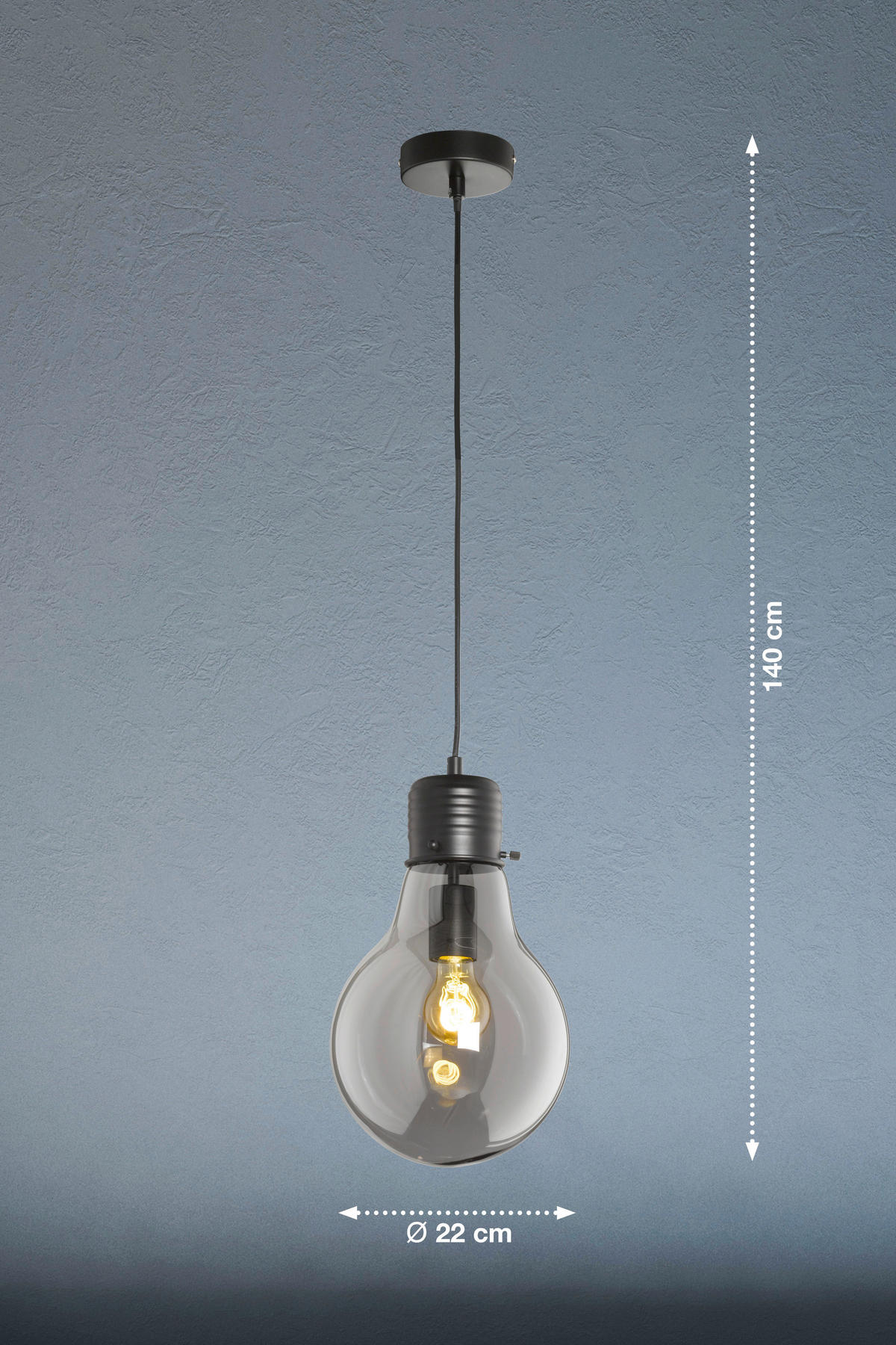 VISEČA SVETILKA  Louis      22/140 cm      E27 - črna, Basics, kovina/steklo (22/140cm)