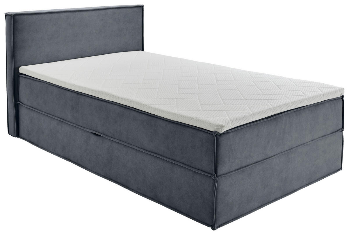 BOXBETT 120/200 cm,  in Anthrazit, Bettkasten, Topper, H3 = fest  - Anthrazit/Schwarz, Design, Kunststoff/Textil (120/200cm) - Chameo