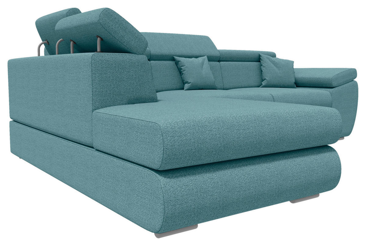 ECKSOFA Petrol Struktur  - Chromfarben/Petrol, KONVENTIONELL, Kunststoff/Textil (205/282cm) - Carryhome